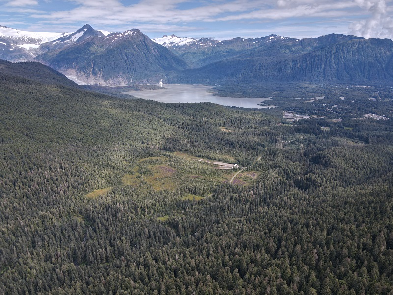 Arial view of Montana Creek area. Looking east. Mountains in the background.