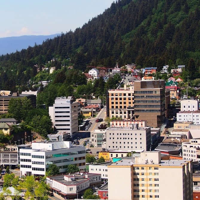 Aerial view of downtown Juneau