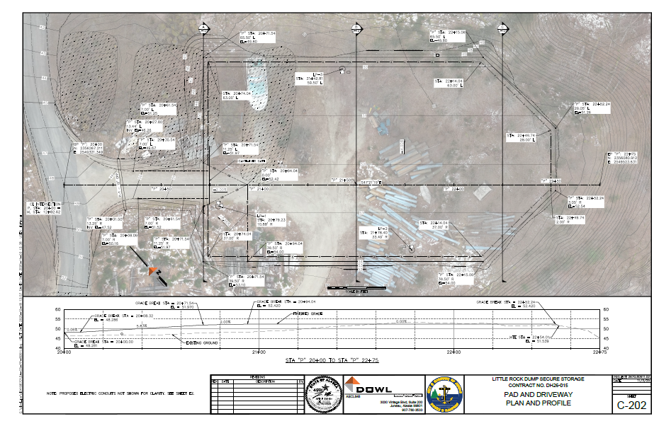 A site plan of the project