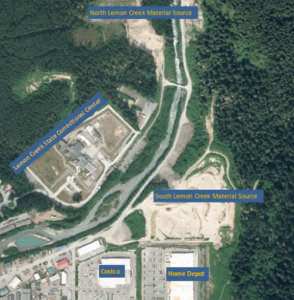 Aerial View of Lemon Creek Material Sources