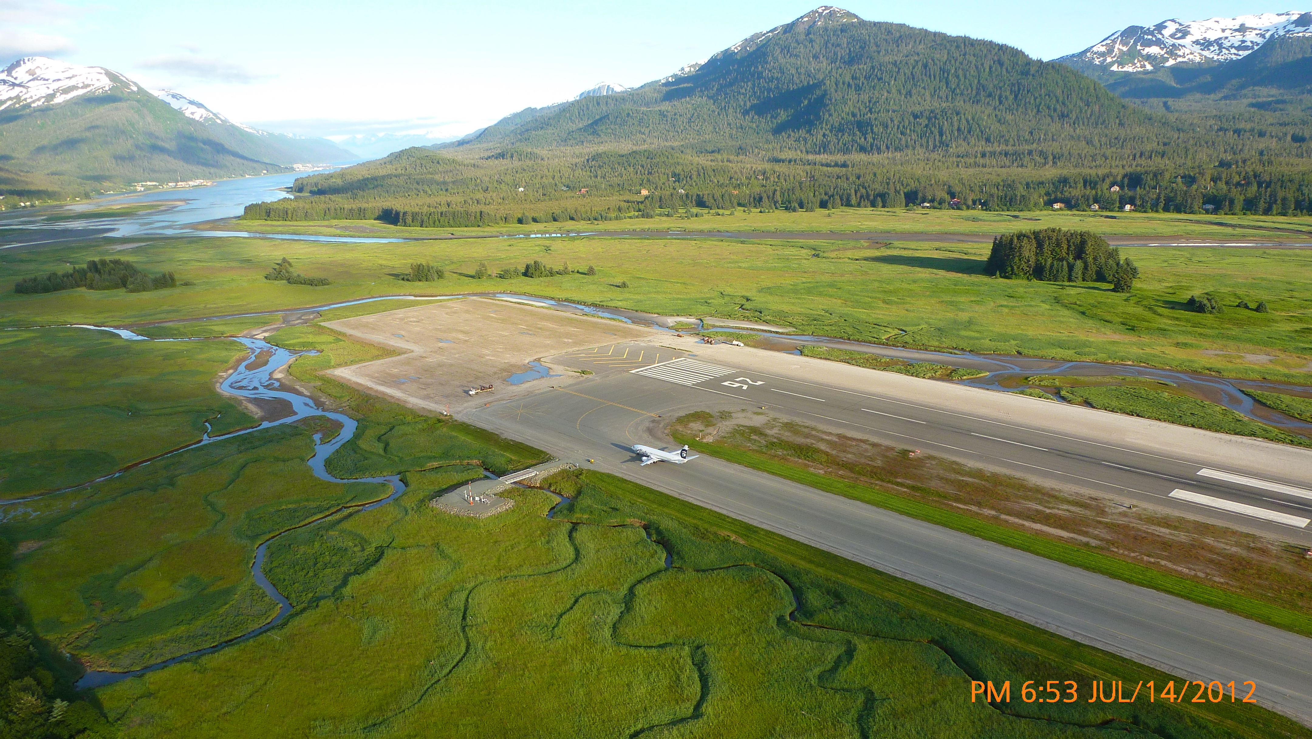 Aerial view of the runway