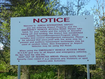 Sign posted at EVAR entrance provides important information to trail users.