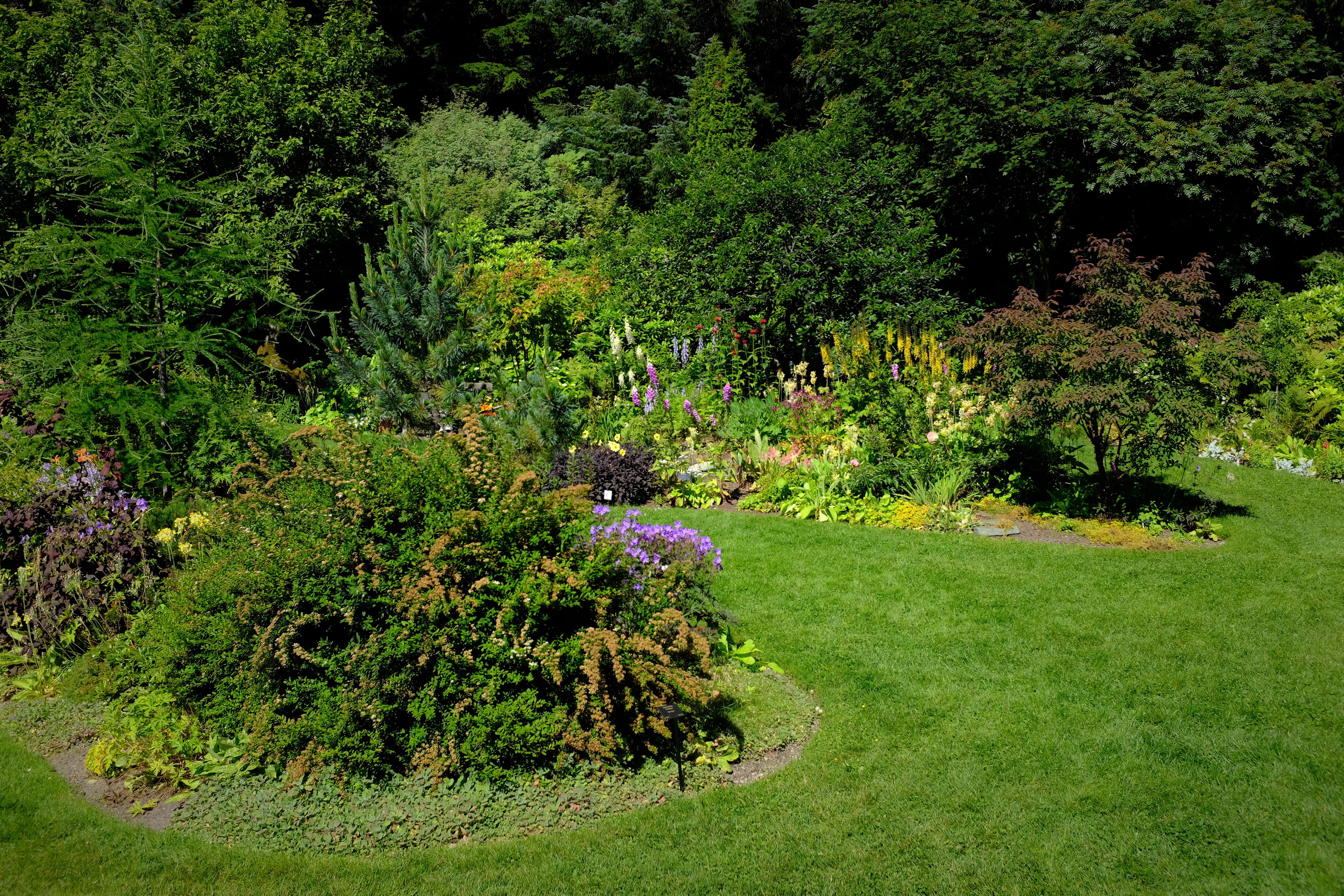 View of flower beds and manicured lawns - Arboretum