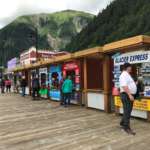 This is a picture of vendor booths on the Seawalk in Downtown Juneau.