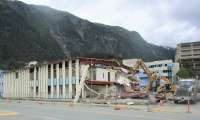 This is an image of the former Public Safety Building getting demolished.