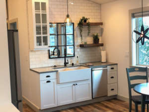 This is picture of a kitchen from an apartment that received funding through CBJ's Accessory Apartment Incentive Grant Program.