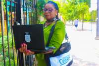 This is a picture of an address canvasser for the U.S. Census Bureau.