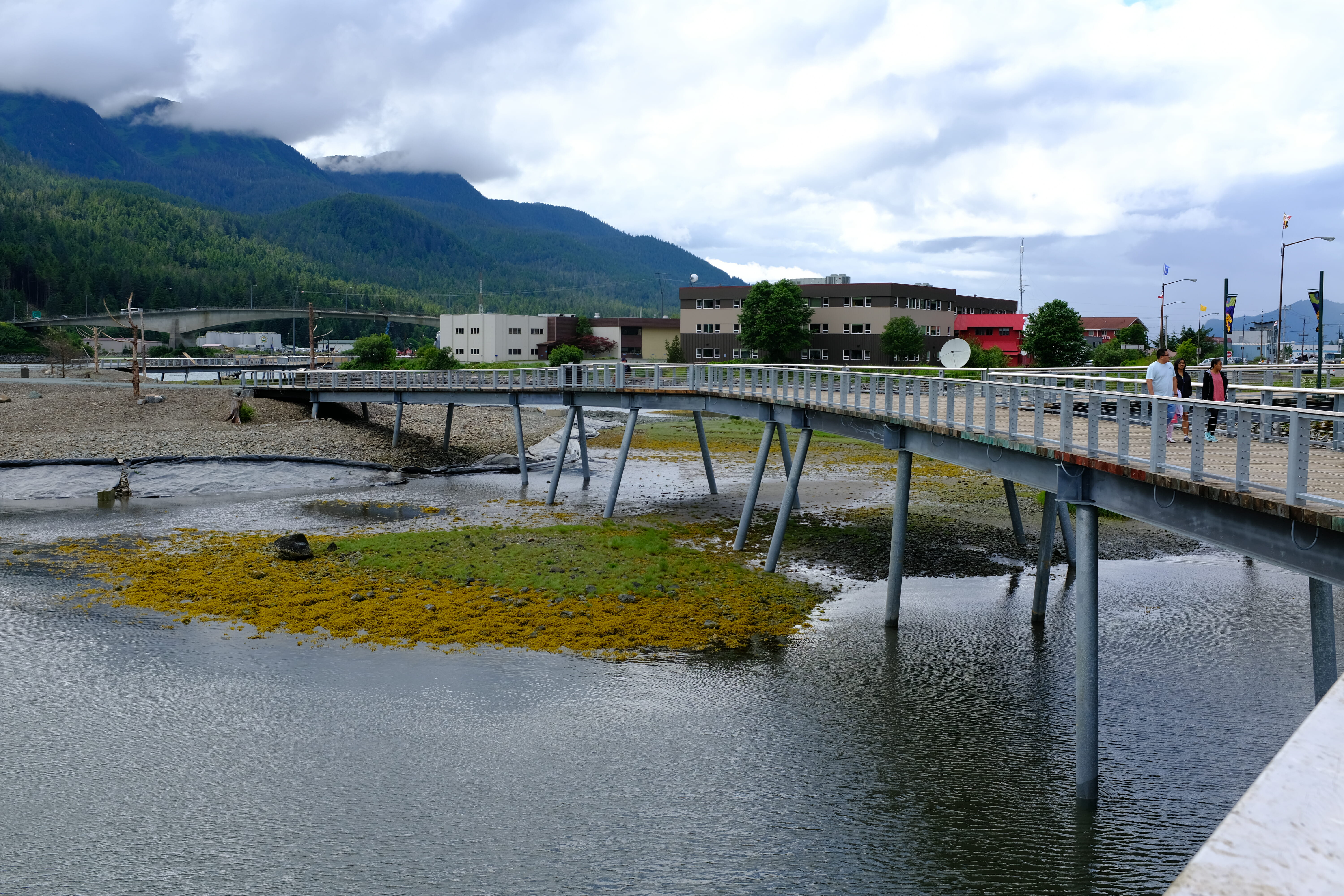 View of Sea Walk with Juneau-Douglas Bridge in the background.