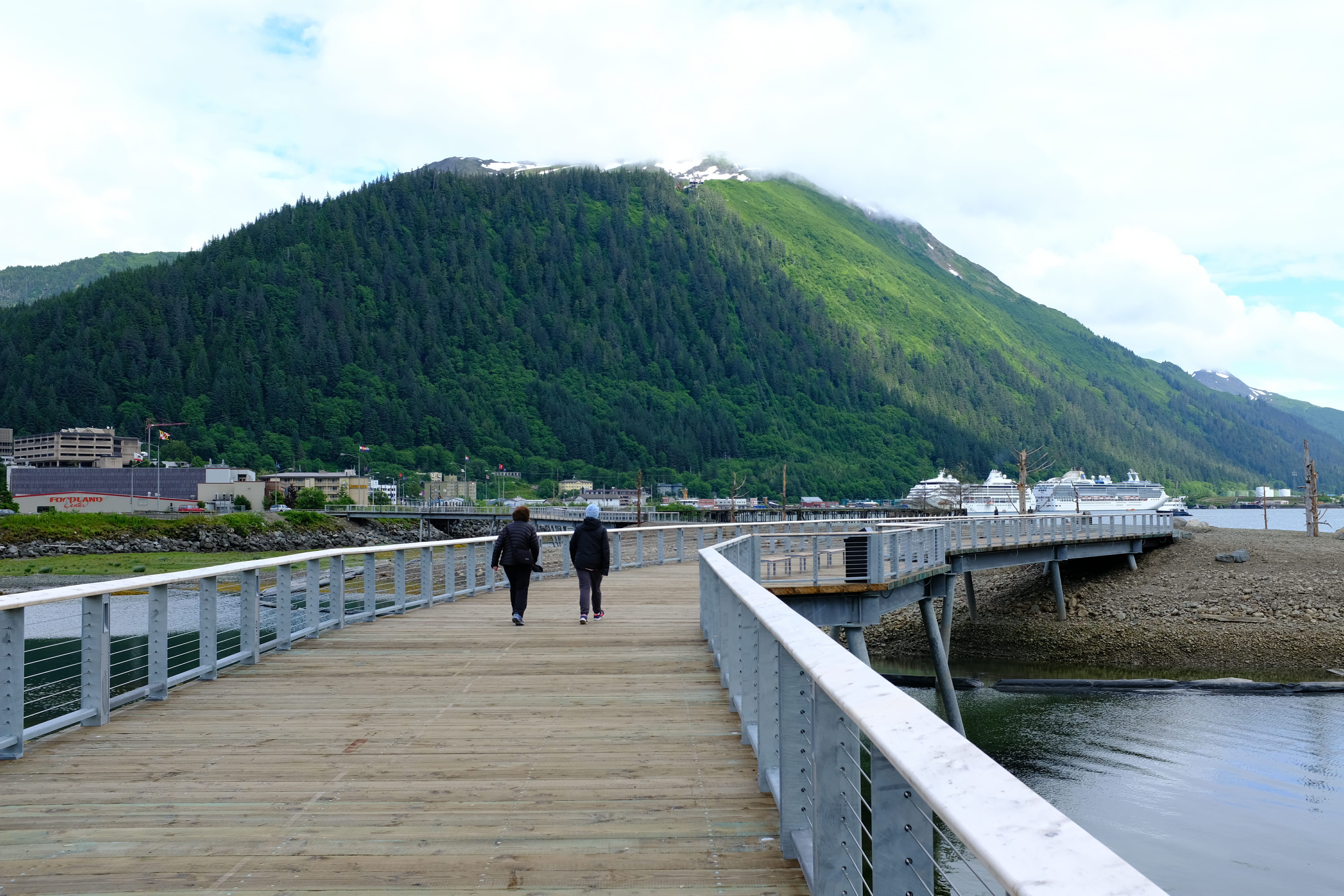 View of Sea Walk with Mount Roberts in the background.