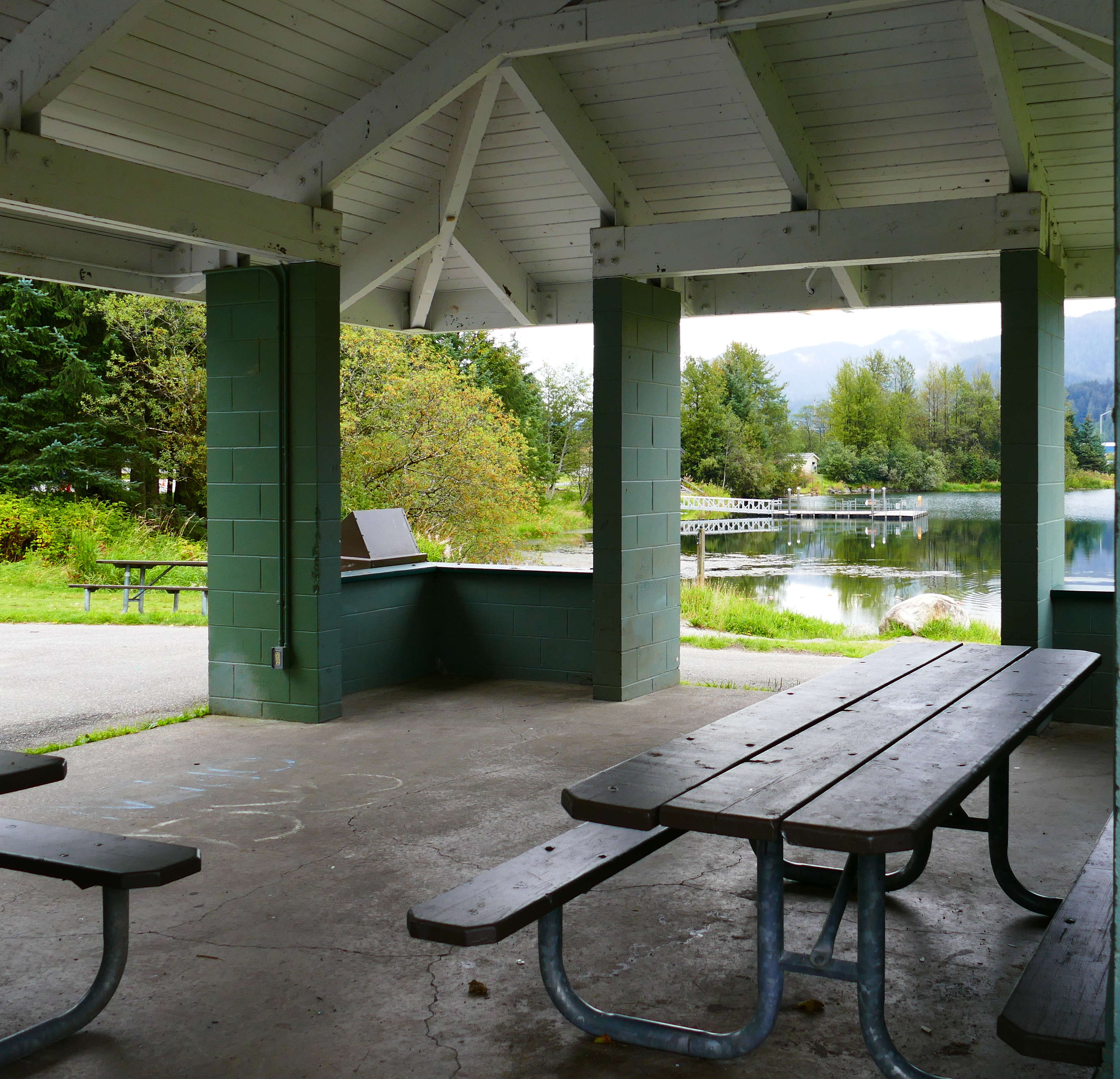 Interior of the picnic pavilion at Twin Lakes