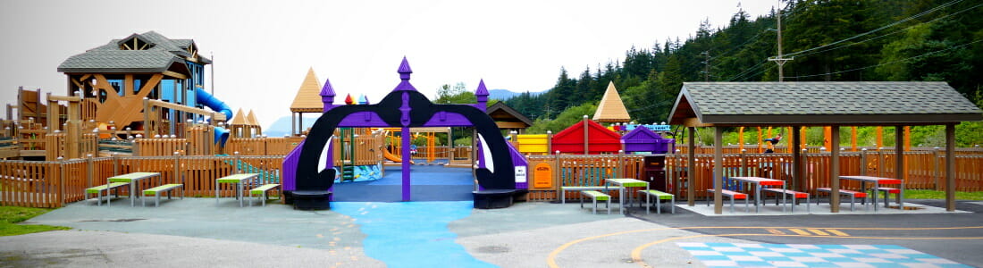 Entrance to the play area at Twin Lakes Park
