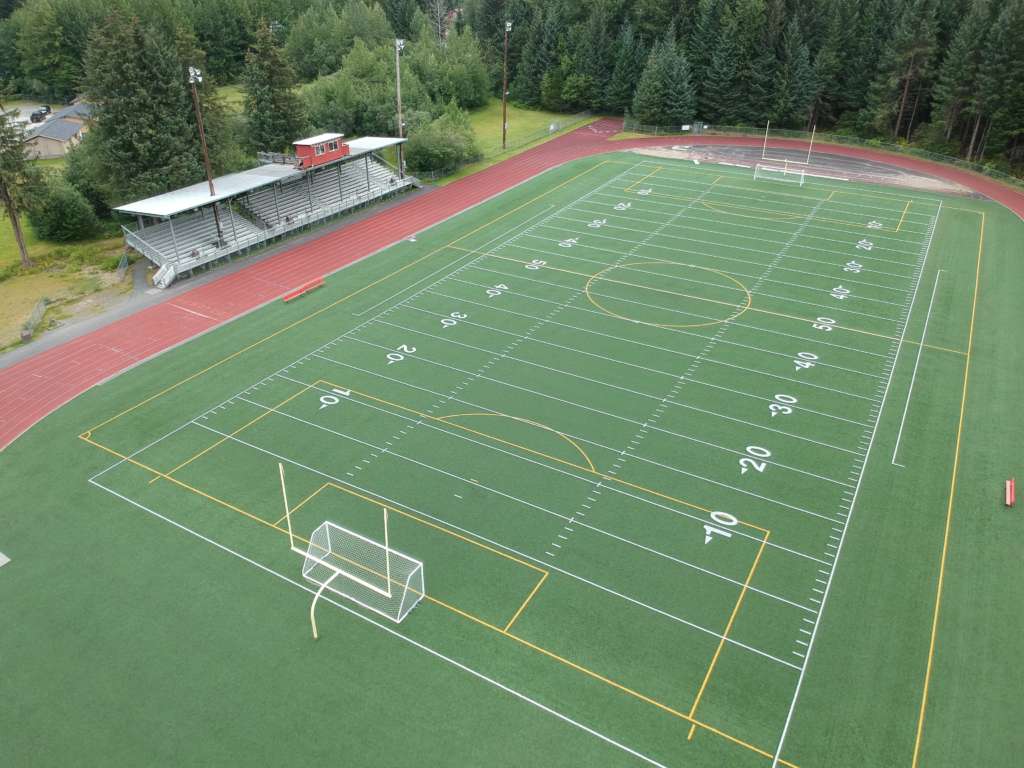Ariel view of the turf field at Adair Kennedy Park