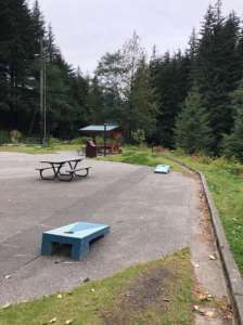 Cope Park Picnic table and corn hole