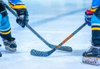 Hockey sticks prepare to face off.