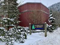 Photo of Centennial Hall exterior in snow