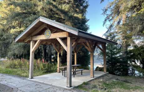 Auke Lake Shelter with a picnic table