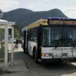 Photo of Route 6 Riverside Express bus waiting at bus stop