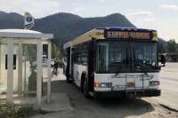 Photo of Route 6 Riverside Express bus waiting at bus stop