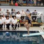 Photo of diver poised at edge of diving board