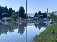 Intersection of Riverside Drive & Riverwood flooded with water