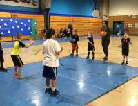 Kids playing basketball