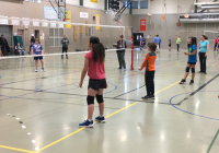 Kids practice playing volleyball during a CBJ Parks & Recreation program.