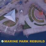 Marine Park from above with text that says "Marine Park Rebuild."