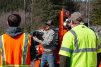 CBJ staff and partners learn about the industrial-grade pumps on loan from USACE.
