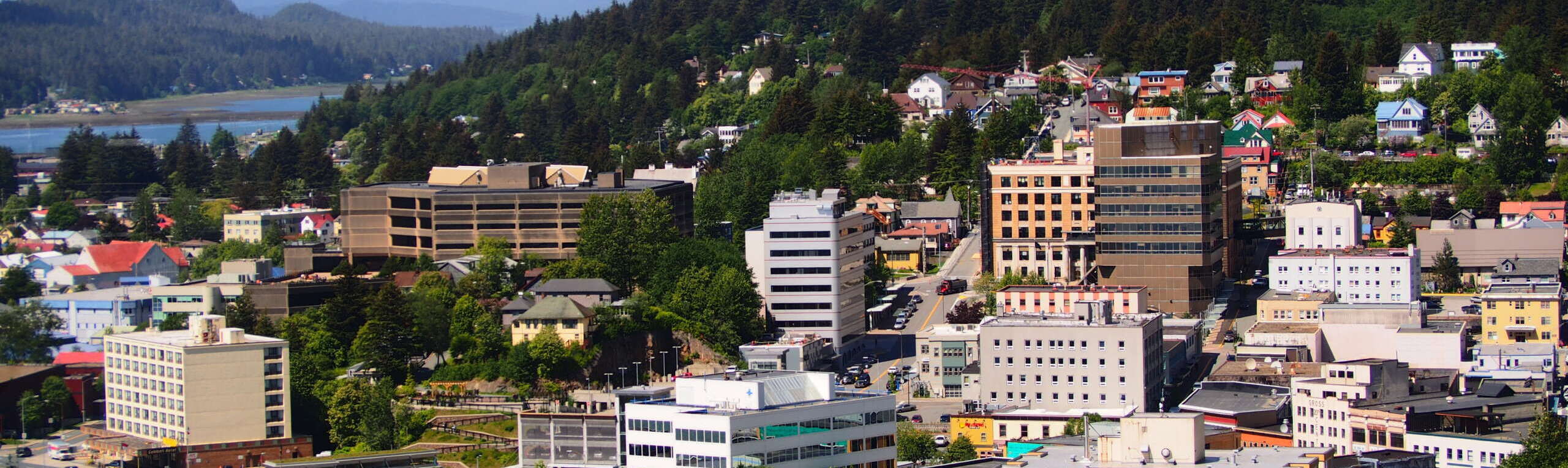 Aerial view of Juneau's downtown.