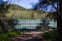 HESCO barriers behind Dimond Park Field House. 