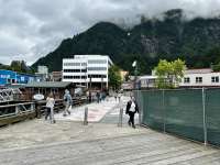 People walk on the Marine Park walkway.