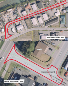 Maps for Anka Street and Keegan Street project areas.